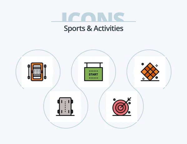 Sports Activities Line Filled Icon Pack Icon Design Shuttlecock Badminton — Vector de stock