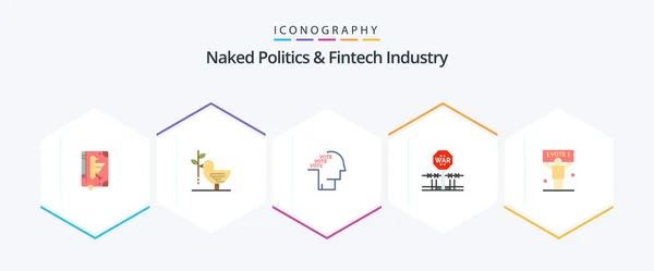 Naked Politics Fintech Industry Flat Icon Pack Including Military Combat — Stock Vector