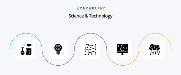 Science Technology Glyph Icon Pack Including Eco Testing Biology Light — Archivo Imágenes Vectoriales
