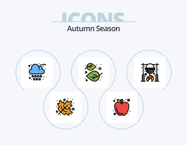Autumn Line Filled Icon Pack Icon Design Food Autumn Grapes — Stock vektor