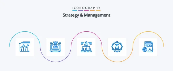 Strategy Management Blue Icon Pack Including Tower Castle Laptop Group — Image vectorielle