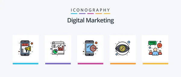 Digital Marketing Line Filled Icon Pack Including Type Pin Pay — Image vectorielle