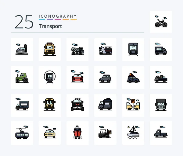 Transporte Line Filled Icon Pack Including Tractor Camião Transporte Transporte — Vetor de Stock