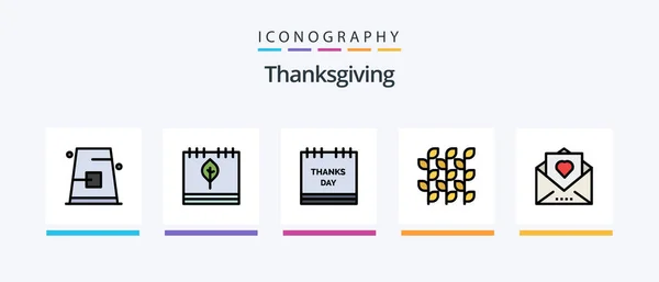 Thanksgiving Line Filled Icon Pack Including Thanksgiving Flower Vegetables Flora — Stock vektor