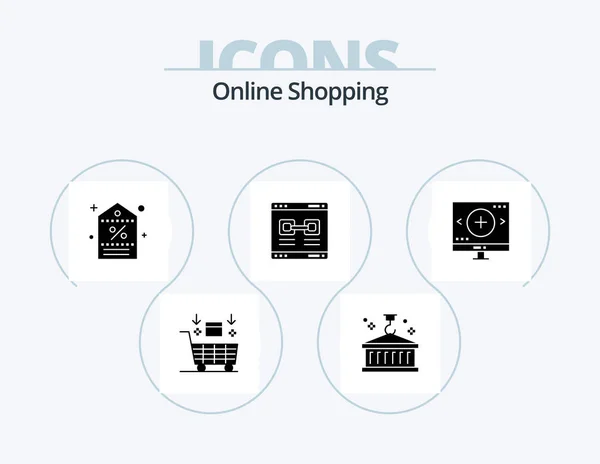 Cumpărături Online Glyph Icon Pack Icon Design Promovează Internet Logistică — Vector de stoc