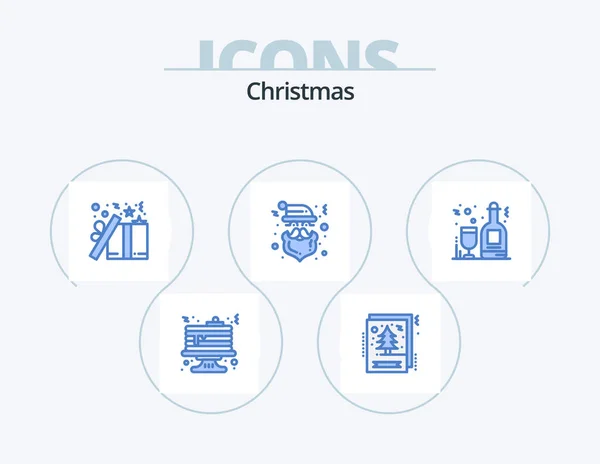 Christmas Blue Icon Pack Icon Design Alcohol Santa Gift Claus — Stockový vektor
