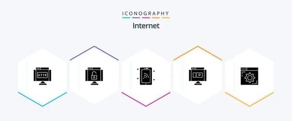 Internet Glyph图标包 包括Internet 互联网 — 图库矢量图片