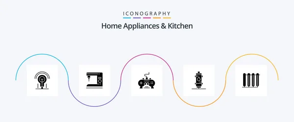 家用电器和厨房用品5号图标包 包括家用电器 Xbox — 图库矢量图片