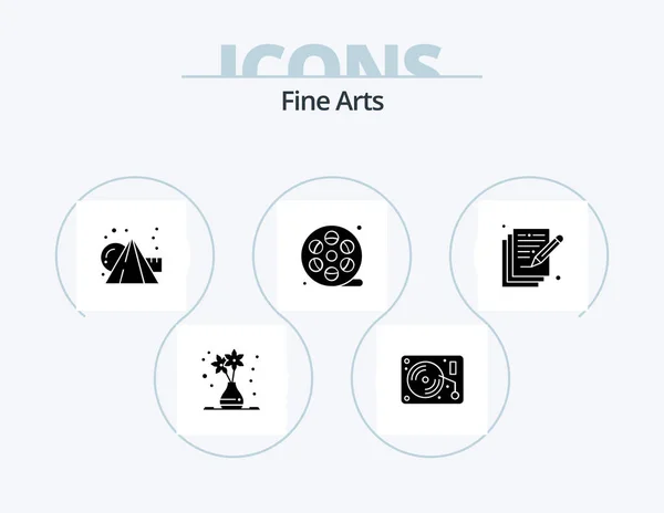 Fine Arts Glyph Icon Pack Icon Design Inglés Art Pintura — Archivo Imágenes Vectoriales