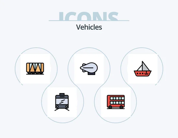 Vehicles Line Filled Icon Pack Icon Design Railroad Vehicles Car — Stockvector
