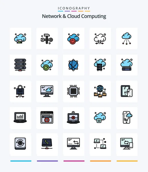 Creatief Netwerk Cloud Computing Line Filled Icoon Pack Zoals Het — Stockvector