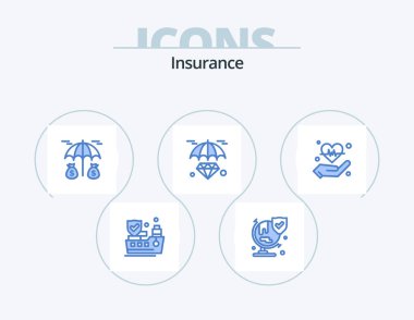 Insurance Blue Icon Pack 5 Icon Design. heart. hold. insurance. hand. insurance