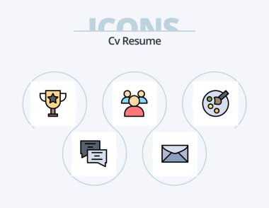Cv Resume Line Filled Icon Pack 5 Icon Design. persona. education . school. school