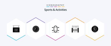 Sports and Activities 25 Glyph icon pack including ring. gymnastics. sports. acrobatic. rowing