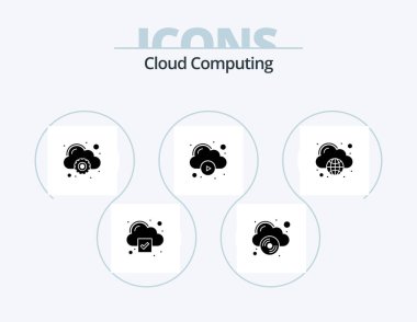 Cloud Computing Glyph Icon Pack 5 Icon Design. computing. cloud. video. cloud