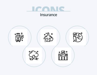 Insurance Line Icon Pack 5 Icon Design. insurance. hospital. luggage. bed. insurance