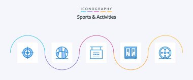 Sports and Activities Blue 5 Icon Pack Including focus. closet. end. athletics. activities
