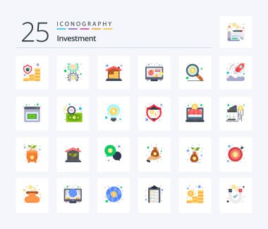 Arama dahil 25 Düz Renk ikonu paketi. Bul. Bozukluklar. İki. yatırım