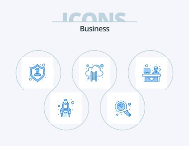 Business Blue Icon Pack 5 Simge Tasarımı. danışmanlık. Merdivenler. Sigorta şirketi. veri bulutu. bulut hesaplama