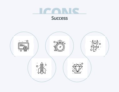 Sucess Line Icon Pack 5 Icon Design. one. count. hand. ranking. hour