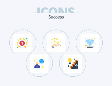 Sucess Flat Icon Pack 5 Icon Design. diamond. pay cash. top list. money reward. one