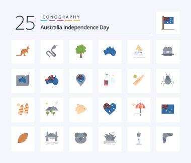 Australia Independence Day 25 Flat Color icon pack including travel. location. india. country. growth