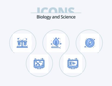 Biology Blue Icon Pack 5 Icon Design. research. biology. screen. plant. leaf