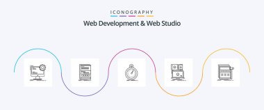 Web Development And Web Studio Line 5 Icon Pack Including mobile. computer. page. sport. optimization