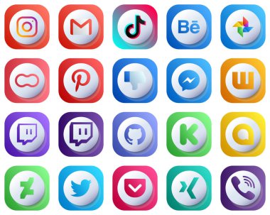 Cute 3D Gradient Icons of Top Social Media 20 pack such as dislike. women. video. mothers and google photo icons. High-Definition and Professional