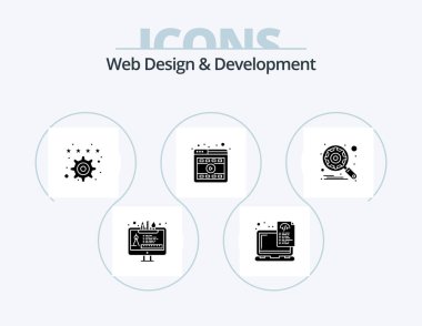 Web Design And Development Glyph Icon Pack 5 Icon Design. engine. video. coding. player. settings
