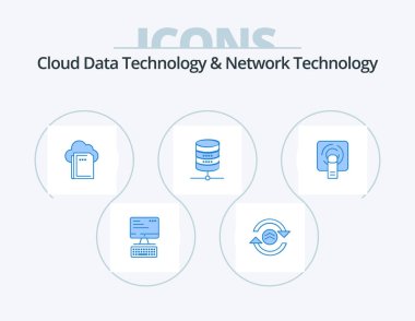 Cloud Data Technology And Network Technology Blue Icon Pack 5 Icon Design. tuch . computing. cloud. money . doller