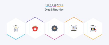 Diet And Nutrition 25 Flat icon pack including medicine. diet. time. coffee. diet