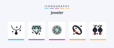 Jewellery Line Filled 5 Icon Pack Including valuable. gemstone. pendant. fashion. gift. Creative Icons Design