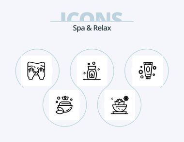 Spa And Relax Line Icon Pack 5 Icon Design. spa. dropper. honey. bowl. lotus