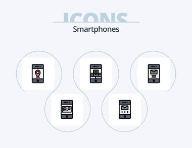 Smartphones Line Filled Icon Pack 5 Icon Design. bell. alarm. mobile. telephone. phone
