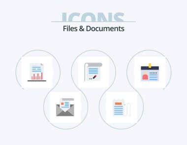 Files And Documents Flat Icon Pack 5 Icon Design. knowledge. document. payment. graph. document
