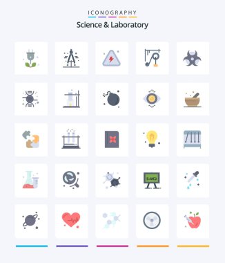 Creative Science 25 Flat icon pack  Such As physic. science machine. danger. science. device