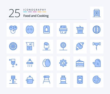 Food 25 Blue Color icon pack including drink. burger. peach. breakfast. food