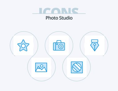 Photo Studio Blue Icon Pack 5 Icon Design. . pen. star. editor. photo