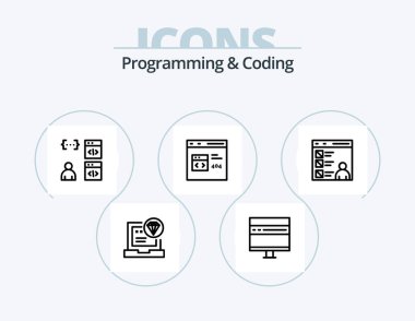 Programming And Coding Line Icon Pack 5 Icon Design. coding. cloud. development. process. develop