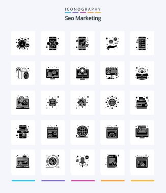 Creative Seo Marketing 25 Glyph Solid Black icon pack  Such As checklist. seo. mobile. marketing. online trade
