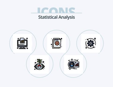 Statistical Analysis Line Filled Icon Pack 5 Icon Design. chart. search stats. statistic. graph magnifying. data analyzing