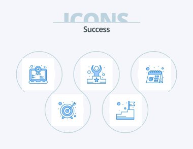 Sucess Blue Icon Pack 5 Icon Design. checked. star. bonus. winner. competition