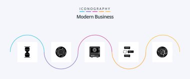 Modern Business Glyph 5 Icon Pack Including security. money. company. lock. bank