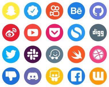 Flat Circle White Icon Pack waze. tweet. twitter and simple 20 Fresh Icons