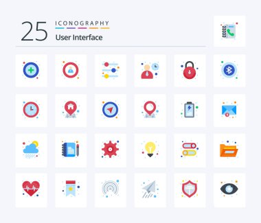 User Interface 25 Flat Color icon pack including user. bluetooth. interface. user. interface