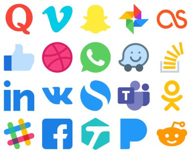 20 Flat Social Media Icons for a Modern UI professional. overflow. facebook. stock and stockoverflow icons. Stylish Gradient Icon Set