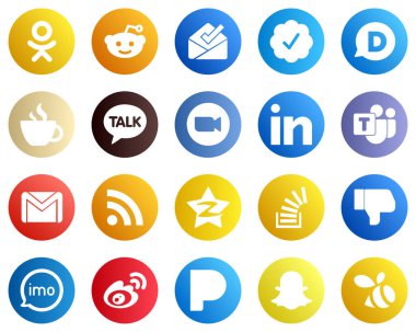 20 Simple Social Media Icons such as gmail. microsoft team. kakao talk and professional icons. Premium and high quality