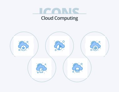 Cloud Computing Blue Icon Pack 5 Icon Design. mail. data. rating. cloud. analytics