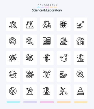 Creative Science 25 OutLine icon pack  Such As science. laboratory. react. germs. science